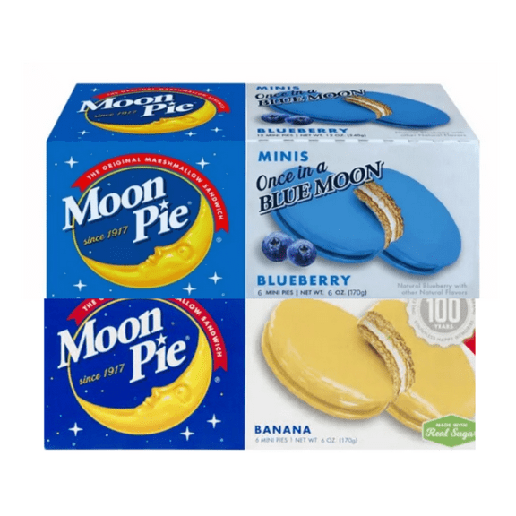 Mini Pies - Blueberry and Banana 6 Ct Pack of 2 Boxes Delicious Marshmallow Blueberry Covered Graham Crackers