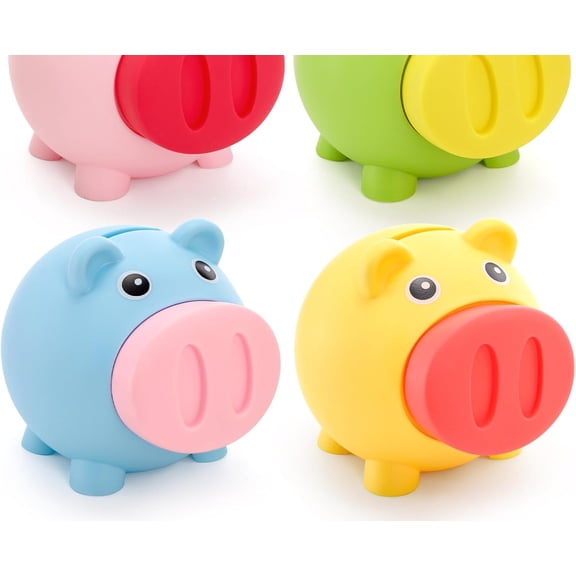 Mini Piggy Bank, Plastic Pig Money Bank, Unbreakable Saving Money Box Coin Bank, Practical Gift