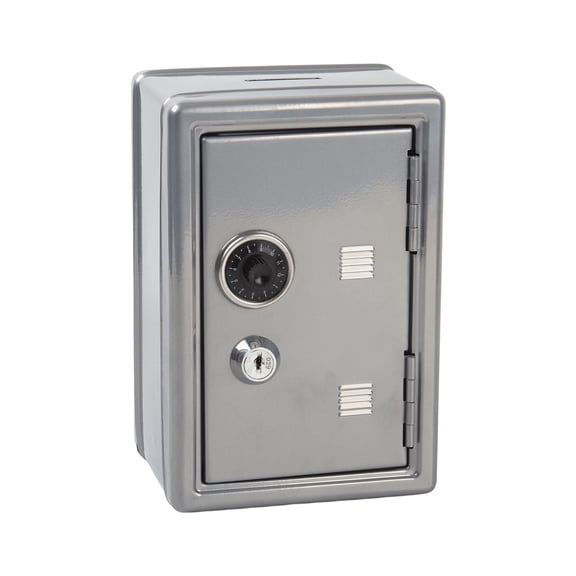 Mini Piggy Bank Security Lock Box Creative Combination Password and Key Entry Durable Metal Iron Material Compact Size Safe Storage Solution for Cash Coins Jewelry Valuables Gift Ideas