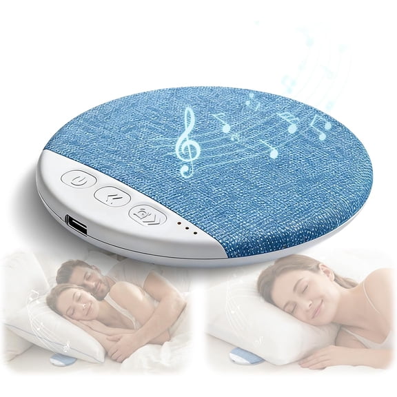 Mini Pillow Speaker, Portable Sleep Machine with Built-in White & Pink Noise, Under Pillow Bluetooth Audio, 48H Playtime, Stereo Bass, Timer, Travel Sound Machine