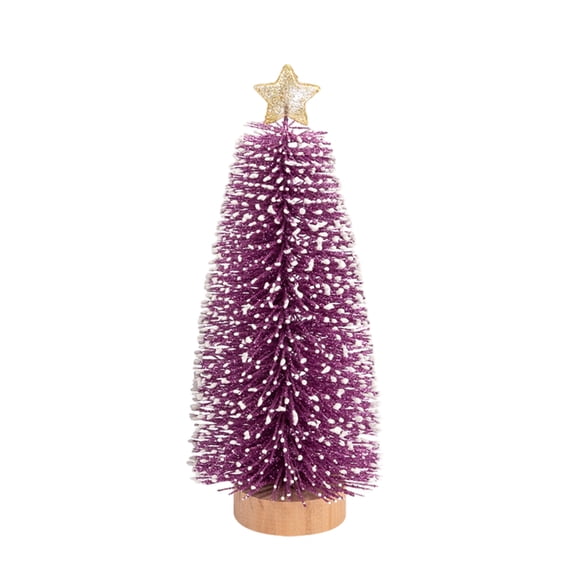 Mini Pine Trees 8Inch Sisal Frosted Christmas Trees Snow-Covered with Wood Base Christmas Tree Set Tabletop Trees for Miniature Scenes, Christmas Crafting and Designing