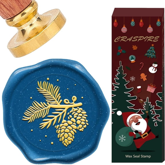 Mini Pine cone Wax Seal Stamp Branches 1.18 Removable Head Sealing Stamps Retro Wood Stamp Removable Brass Head for Wedding Invitations Envelope Christmas Thanksgiving Gift Packing