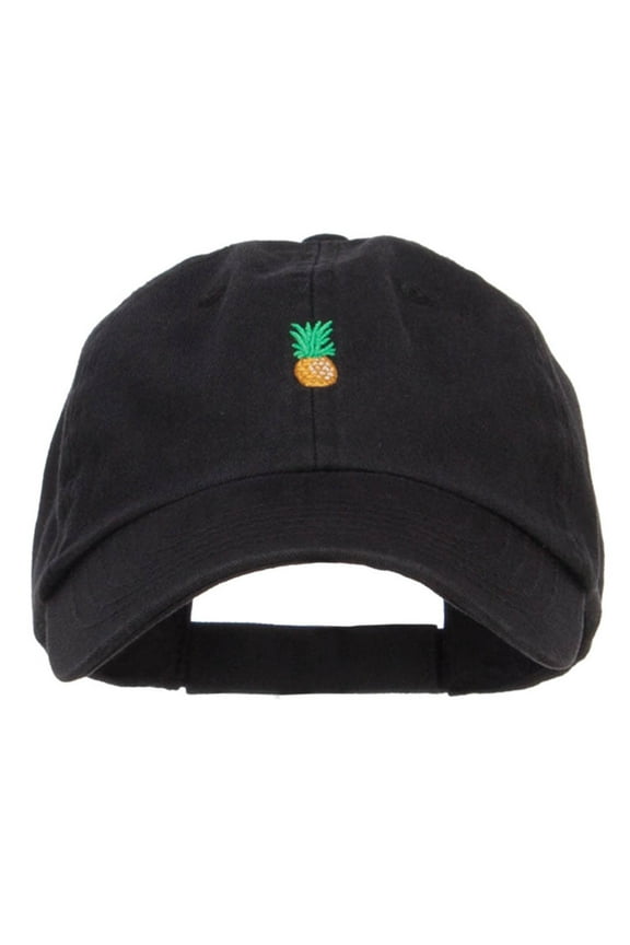Mini Pineapple Embroidered Pet Spun Cap - Black OSFM