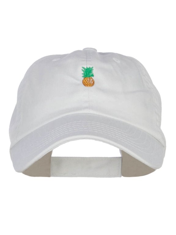 Mini Pineapple Embroidered Pet Spun Cap - White OSFM