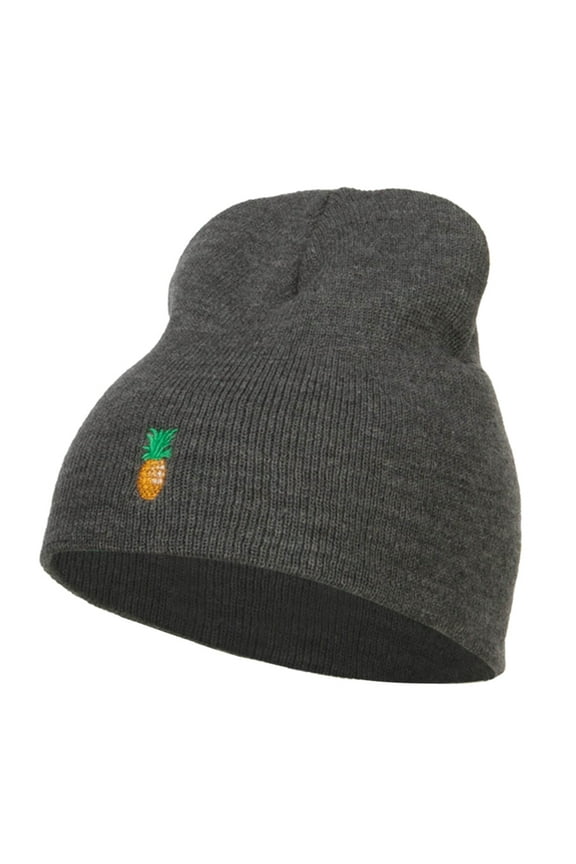 Mini Pineapple Embroidered Short Beanie - Dk Grey OSFM