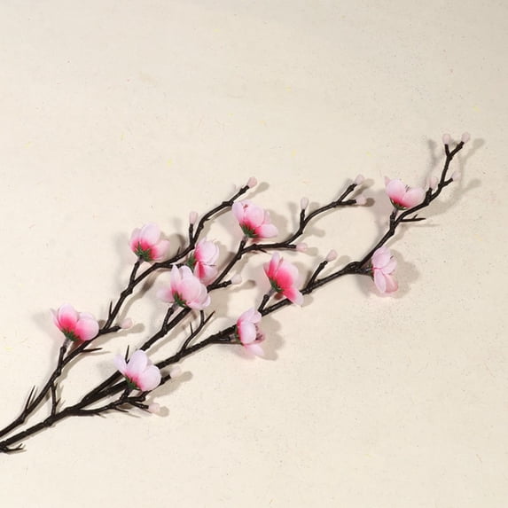 Mini Pink Artificial Plum Blossom Branch Fake Floral Twig for Vase Arrangements Spring Home Table Centerpiece Decor