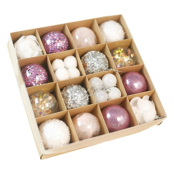 Mini Pink Christmas Ornaments Set,30ct 60mm Small Christmas Tree Ornaments Decorations,Shatterproof Clear Plastic Ball Ornaments for Christmas Tree for Xmas,Halloween,Veterans,Party