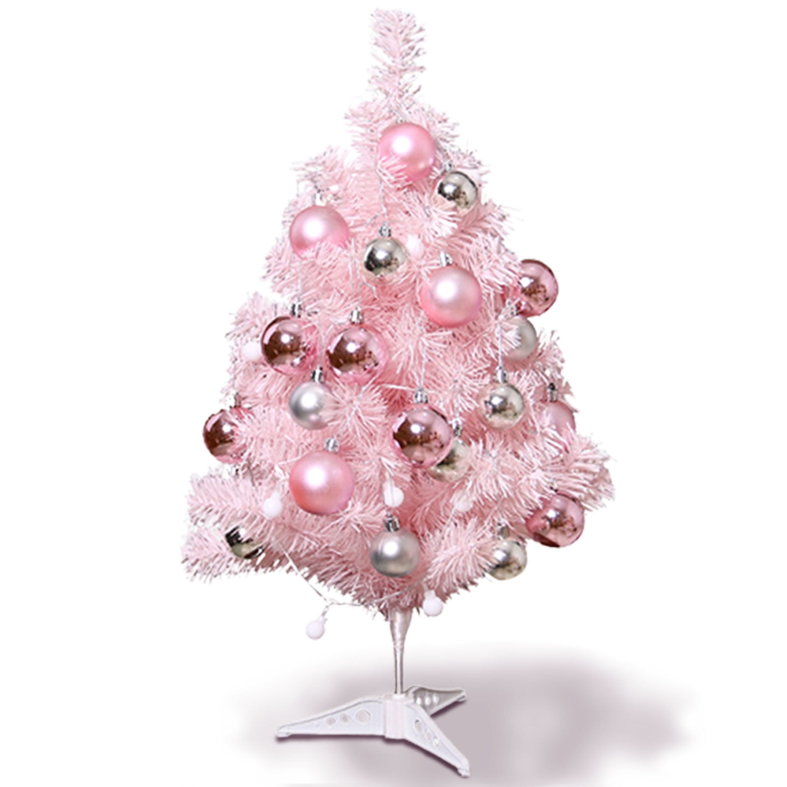 Mini Pink Christmas Tree, 24 Inch Small Artificial Xmas Tree with LED ...