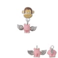 thumbnail image 1 of Mini Pink Flying Pig - Monkey Face Charm Bead, 1 of 1