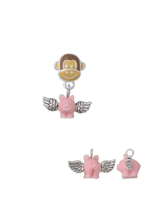 Mini Pink Flying Pig - Monkey Face Charm Bead