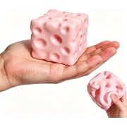 Mini Pink Squeeze Cheese Squishy - Squeeze Luck Cheese Squishy Skin Soft , Soft Novelty Slow Rising Sensory Cheese Stress & Anxiety Relief Fidget Toys Pink, S 5cm