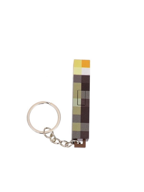 Mini Pixel Block Torch Keychain - Glowing 8-Bit Sandbox Light-Up Charm for Keys, Backpacks & Handbags - Warm Yellow LED Gamer Accessory for Adults, Teens & Collectors