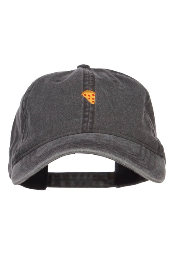 Mini Pizza Embroidered Washed Cap - Black OSFM