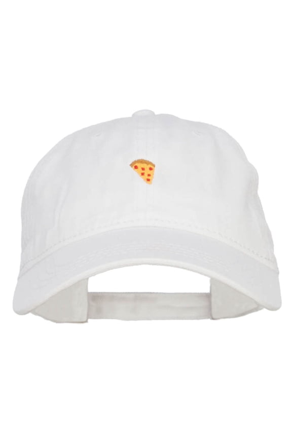 Mini Pizza Embroidered Washed Cap - White OSFM