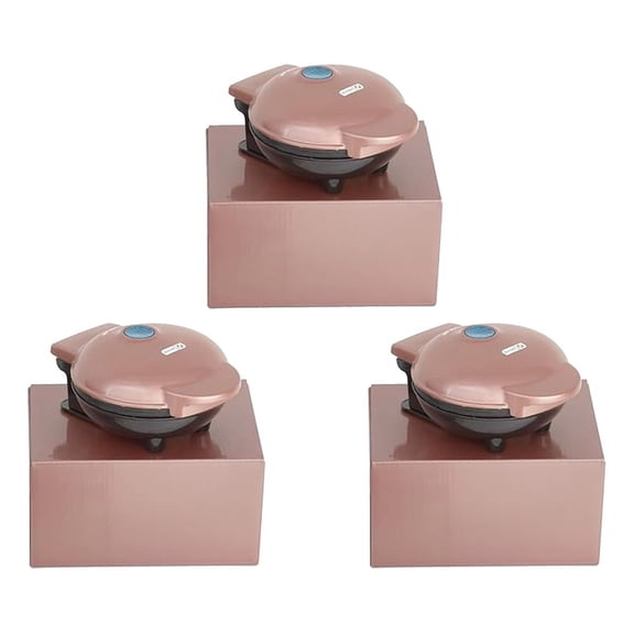 Mini Pizzelle Maker Set of 3 - Individual Waffle Iron for Chaffles, Keto Recipes - Non-Stick Easy Clean - Metallic Rose