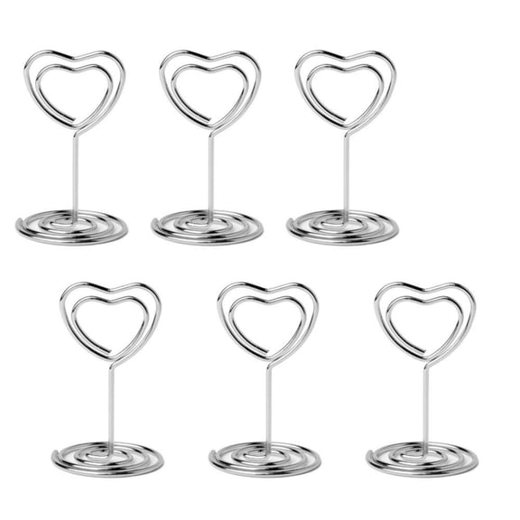 Mini Place Card Holder, Table Number Holders, Table Card Holders, Table Number Stands, Wire Table Picture Photo Holder with Heart Shaped Menu Clips for Wedding Favors(20pc,Silver)