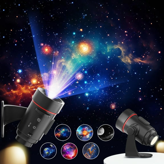 Mini Planetarium Starry Projector, 6 Film Discs HD Image Projector,Adjustable Brightness Night Light for Bedroom Wall Mounted Lights Home Car Tent Ceiling Decor 