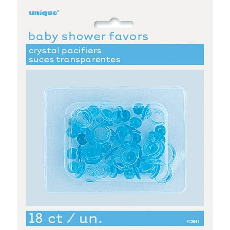 Mini Plastic Blue Pacifier Baby Shower Favor Charms, 18ct