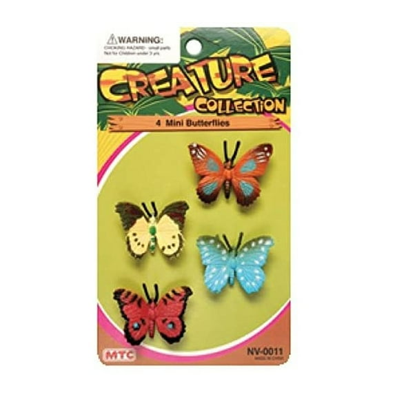 Mini Plastic Butterflies - 1 1/2in. x 1 3/8in. - 4 Count (NV-0011)