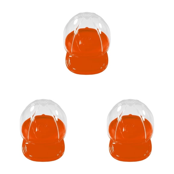 Mini Plastic Candy Boxes, Baseball Cap Shaped Treat Organizer, 2.3x1.5 inch Clear Party Favor Goodie Container, Small Storage Box with Width Lid, Ideal for Cookie Candy Gift Packaging,Watermelon Red