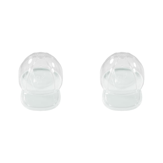 Mini Plastic Candy Boxes, Baseball Cap Shaped Treat Organizer, 2.3x1.5 inch Clear Party Favor Goodie Container, Small Storage Box with Width Lid, Ideal for Cookie Candy Gift Packaging,White