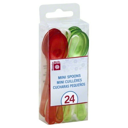 Mini Plastic Cocktail Spoons, Assorted, 24ct
