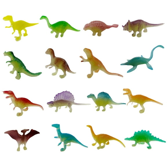 Mini Plastic Dinosaur Figures Set of 16 for Party Favors and Gift Bags, Educational Toys, Great for Learning Activities, Carnival Prizes and Gift Ideas