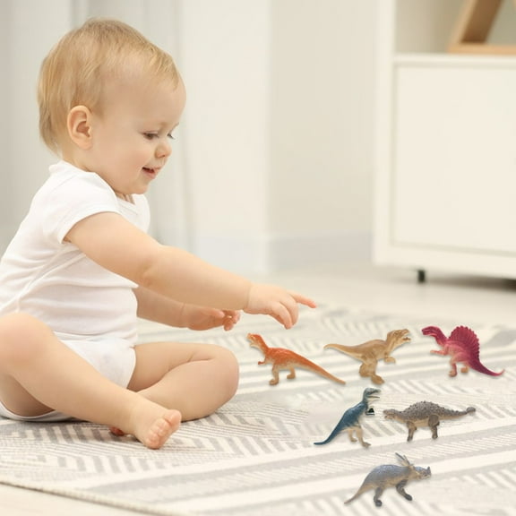 Mini Plastic Dinosaurs - 6-Piece Set, 2-4 Inch Assorted Dino Figures, Multicolor Party Favors, Kids Toys for Education & Games, Fun Gift Bag Fillers