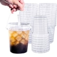 thumbnail image 1 of Mini Plastic Disposable Drink Buckets – with Lids & Straws, Small Drink Containers for Holiday Party, 1 of 7
