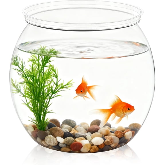 Mini Plastic Fish Bowl, 27 Oz Decorative Small Fishbowl, Round Plastic Fish Tank, Unbreakable Aquarium Fish-Bowls For Party Decorations, Centerpiece Vases, Hydroponic Planter And Home Decorations