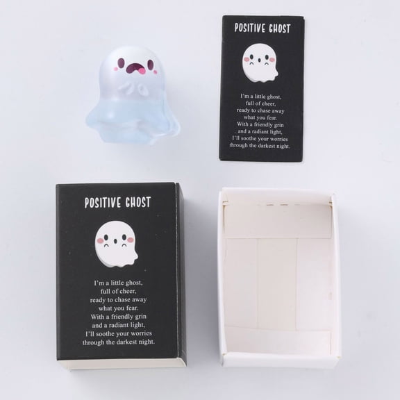 Mini Plastic Ghost LED Night Light Ornament,Spooky Halloween Tabletop Shelf Decor, Portable Festive Lamp For Indoor Outdoor Home Party Garden Holiday Decoration Gift.B