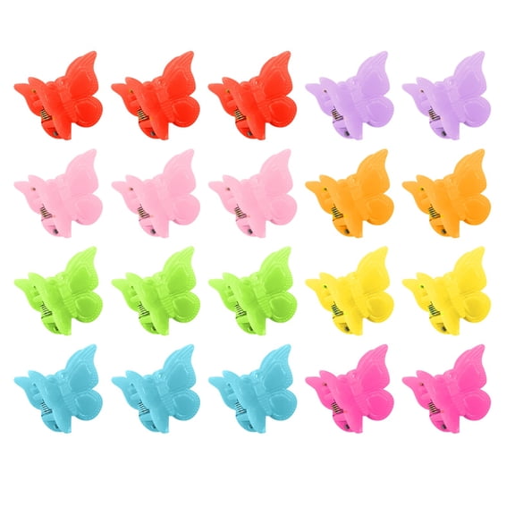 Mini Plastic Hair Clips, 20Pcs Each, with Antennae and Butterfly Design, Random Colors: 20 Pieces Per Pack， Assorted Color Mini Jaw Clip Hairpin Accessories Women, Girls, Kids, Baby, Random