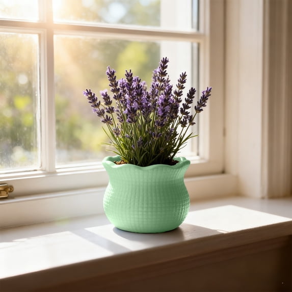 Mini Plastic Planter Pots, Knit-Textured Flower Pots for Succulents & Small Plants, Indoor/Outdoor Use, Lightweight & Durable, Set of 4 Pastel Colors, Cute Home Decor