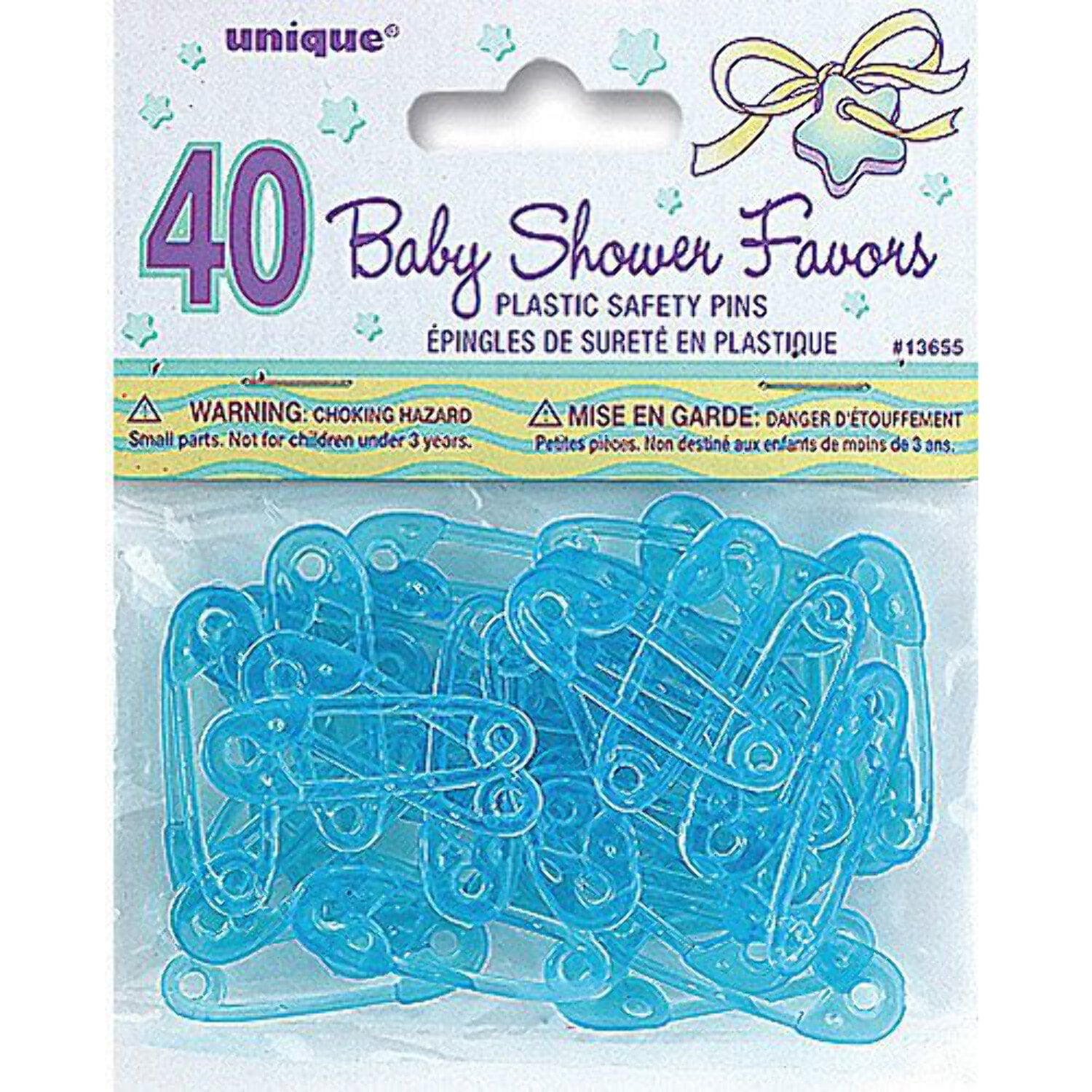 Mini Plastic Safety Pin Baby Shower Favor Charms, 1.5 in, Blue, 40ct 