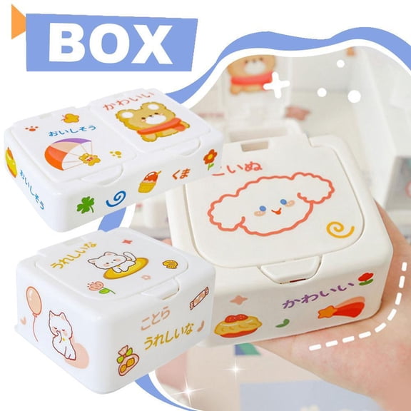 Mini Plastic Storage Box, 4.13" x 3.74" x 2.05" Flip Top Container with Cute Animal Design, Portable Small Organizer for Cotton Swabs,1 Pcs