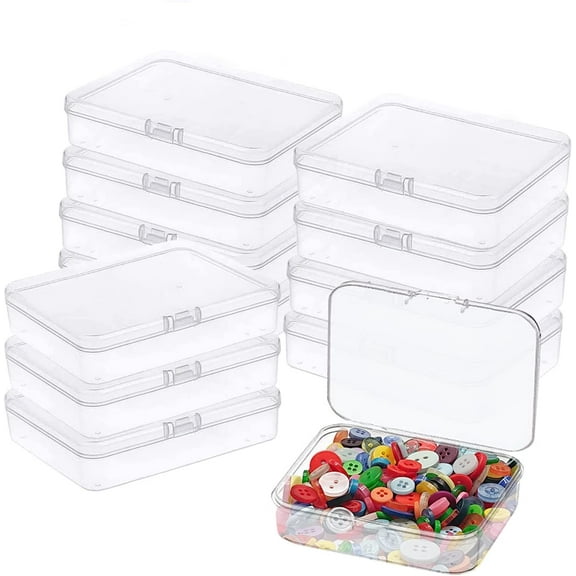 Mini Plastic Storage Boxes with Lid Clear Rectangle Containers for Small Items and Crafts 12 Pack