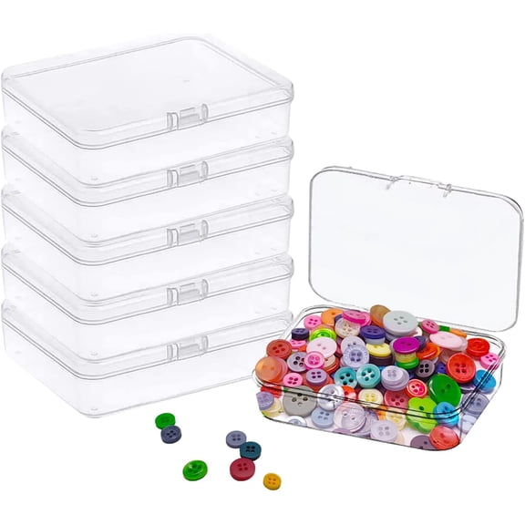 Mini Plastic Storage Boxes with Lid Clear Rectangle Containers for Small Items and Crafts 6 Pack