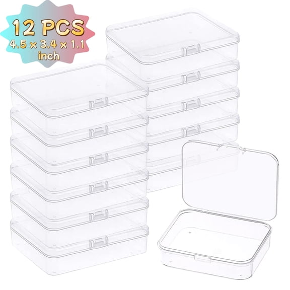 Mini Plastic Storage Containers Box with Lid 12 Pack - Home, Offices, Business Trips, Travels, Beads, Business Cards, Crafts Accessories