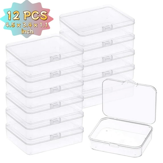 Mini Plastic Storage Containers Box with Lid 12 Pack - Home, Offices, Business Trips, Travels, Beads, Business Cards, Crafts Accessories