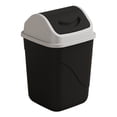 thumbnail image 1 of Mini Plastic Trash Can with Swing Top Lid, Small Grey Waste Bin for Countertop, Desk, Vanity, Bathroom, Kitchen, 9x9x12 Inches, 1 of 6