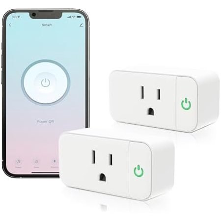 Mini Plug, 15A WiFi Plugs Work with Alexa & Assistant, Outlet with Timer & Group Controller, WiFi Outlet for , No Hub Required,2.4G WiFi Only, ETL&FCC Approvel, White, 2 Pack