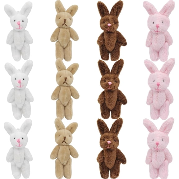 Mini Plush Bunny, 12 Pcs Tiny Stuffed Animals, 3.1 Inch Easter Bunny Doll, Soft Rabbit for Easter, Birthday, Wedding Decorations, Easter Basket Stuffers (3.2 Inch)