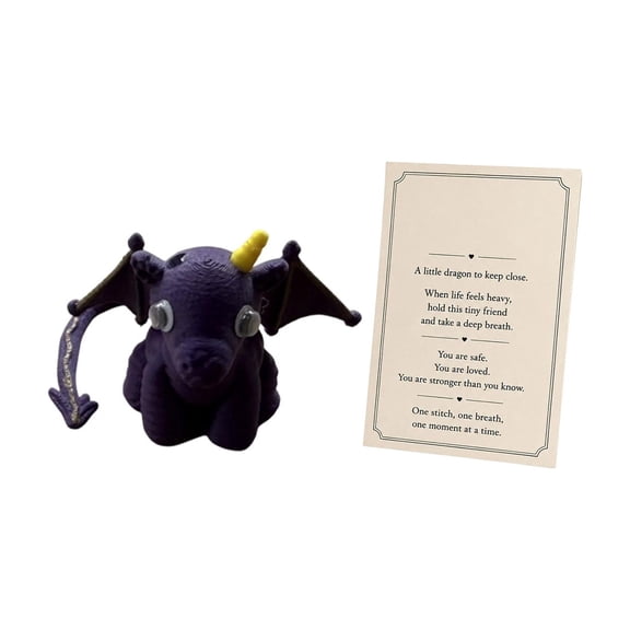 Mini Plush Little Dragon Pocket Companion Set, Soft Stuffed Dragon Doll with Inspirational Quote Card, Emotional Support Decor, Thoughtful Present for Friends and Family
