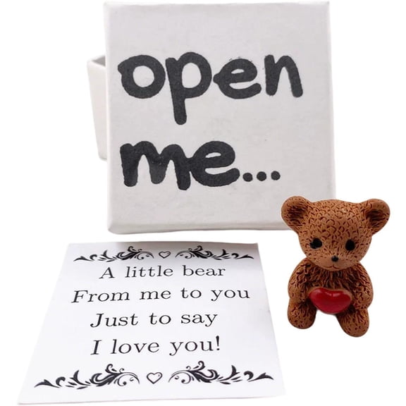Valentines Day Mini Bear with I Love You Message Card, Resin Keepsake Gift