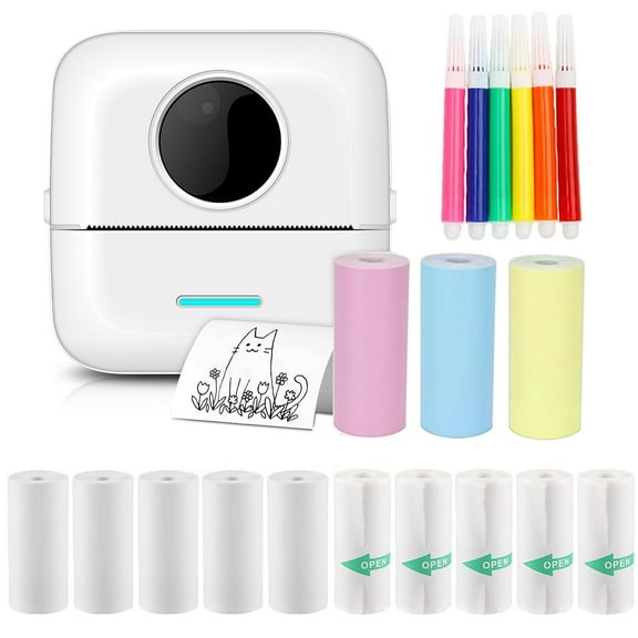 Mini Pocket Bluetooth Printer-Portable Thermal Printer with 13 Roll Papers for Journal/DIY Scrapbook/Travel(Mini Pocket Printer)