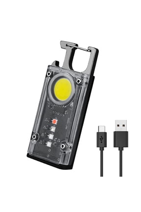Mini Pocket COB LED Magnetic Flashlight Keychain Torch 500 Lumens Waterproof Type-C Rechargeable Light Lamp