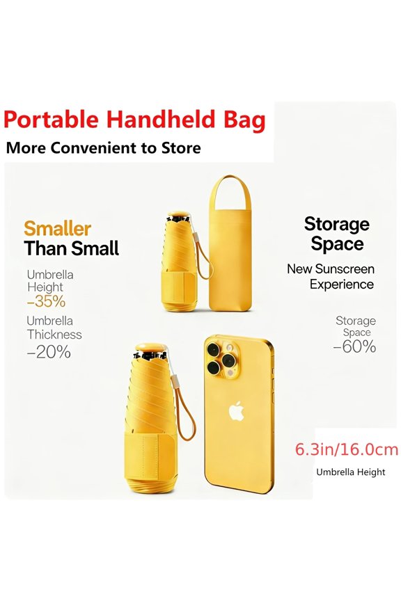 Mini Pocket Capsule Size Lightweight Folding Parasol Ultraviolet Ray Blocking Portable Collapsible Structure For Daily Outdoor Outings Sunny Day Sun Protection All Weather Rain Defense Accessory