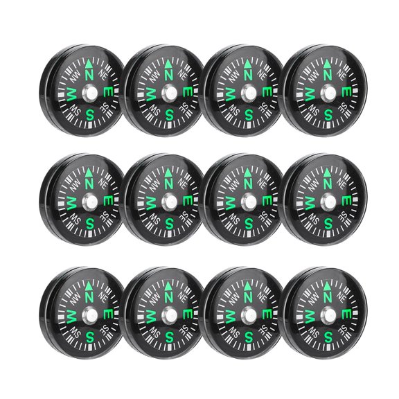 Mini Pocket Compass 12 Pack - Durable Plastic Outdoor Navigation Tool