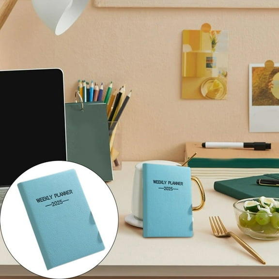 Mini Pocket Diary Light Blue,1 Mini Pocket Journal,Mini Pocket Journal Notebook 2025 Weekly Planner 120 Pages Leather Hardcover Journal Small Notepad for Women Writing Work Travel