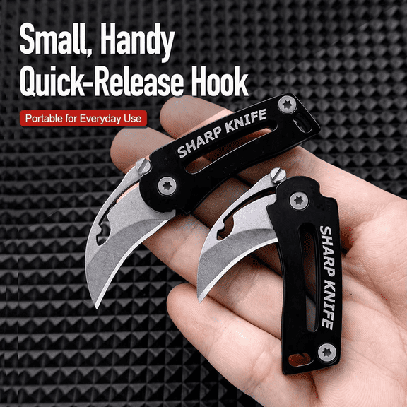 Mini Pocket Folding Utility Knife, Small Hook Blade EDC Pocket Knife, Portable Sharp Cutting Knife for Box Opener Rope Fruit Cutting Daily Camping Use